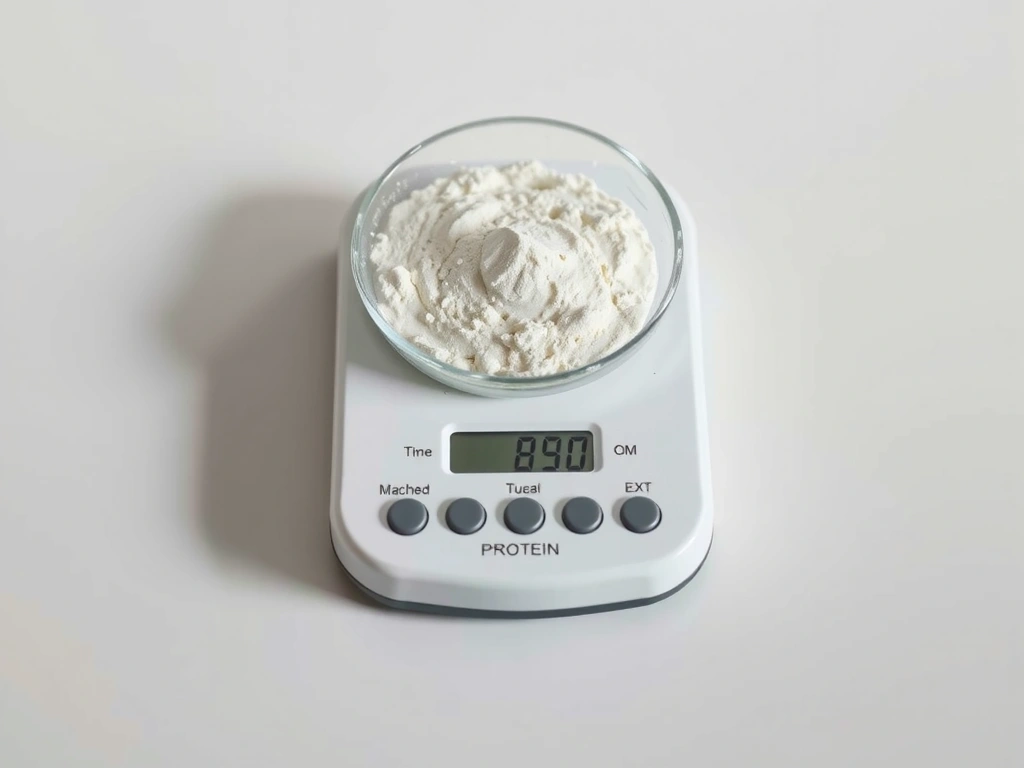 Präzision im Detail: Eine Laborwaage mit isoliertem Proteinpulver